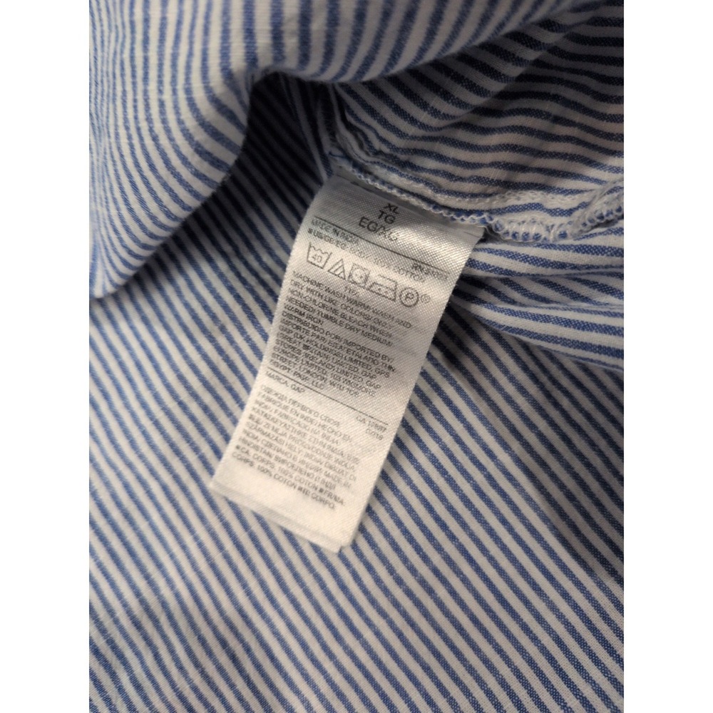 Gap Womens XL Blue White Striped‎ Cotton Long Sleeve Button Down Shirt Pocket - Picture 7 of 8